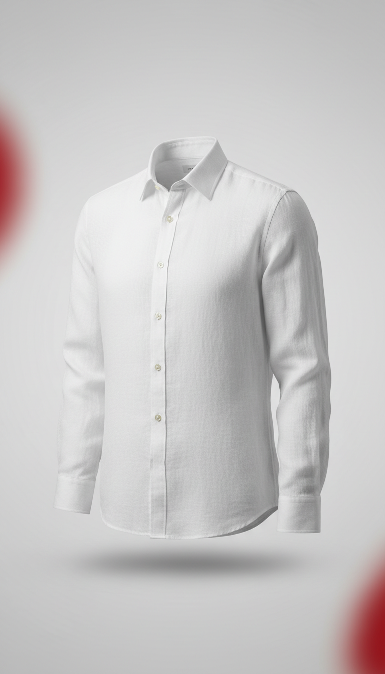 White Linen Button-Up Shirt