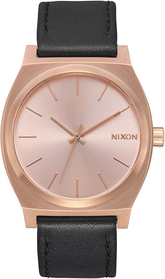 Nixon 'Small Time Teller Leather' Watch - All Rose Gold / Black