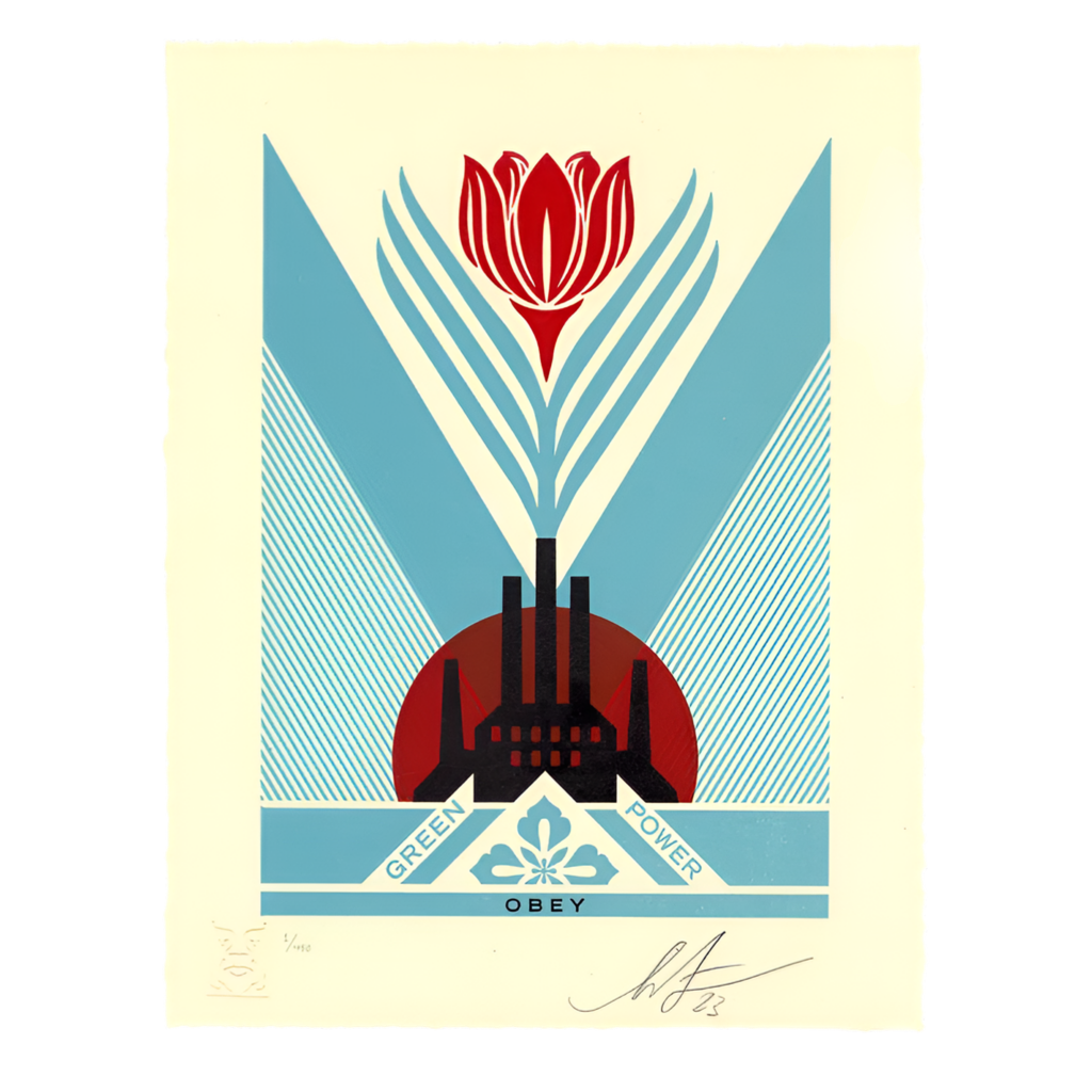 Obey 'Green Power Industry' Sticker - Blue