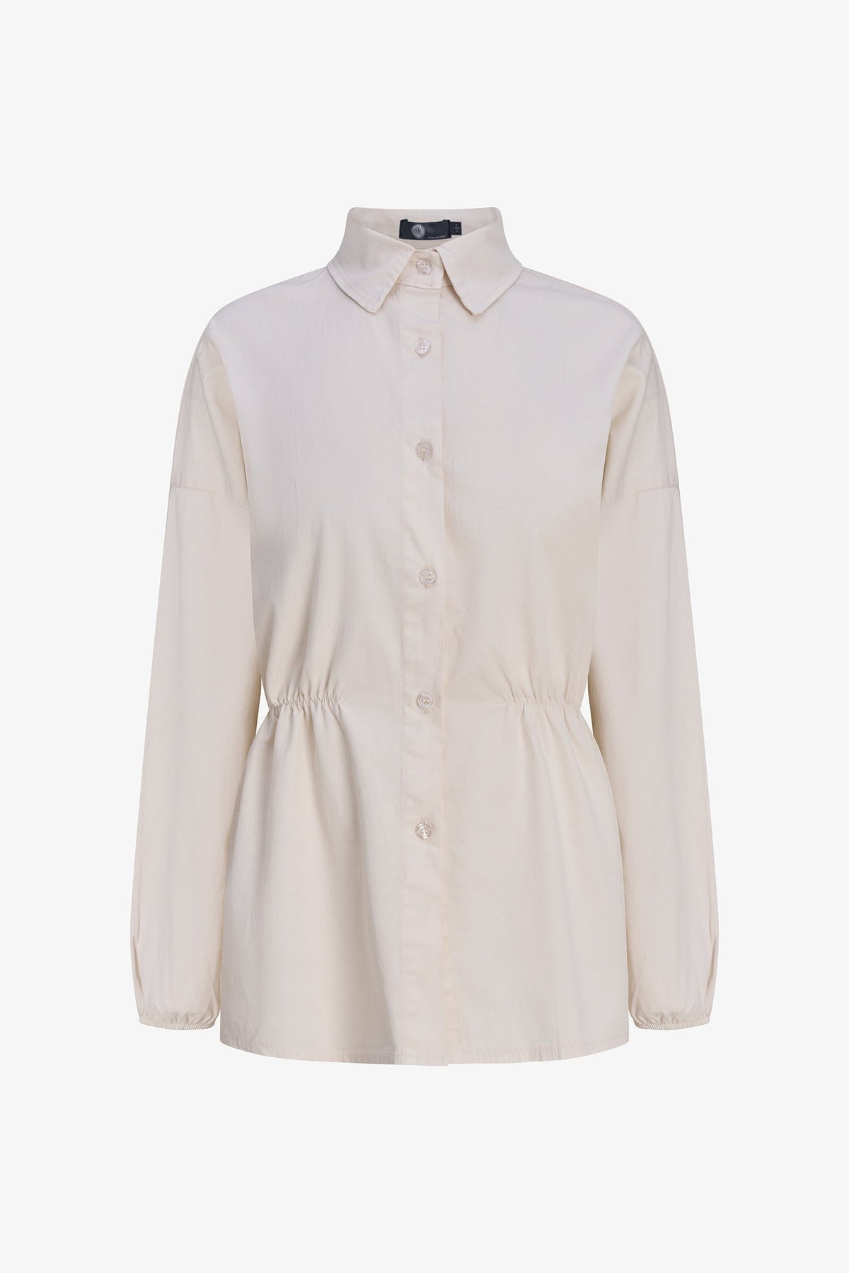 Women's Woven Button-Down Shirt, Long Sleeves & Elastic Waist