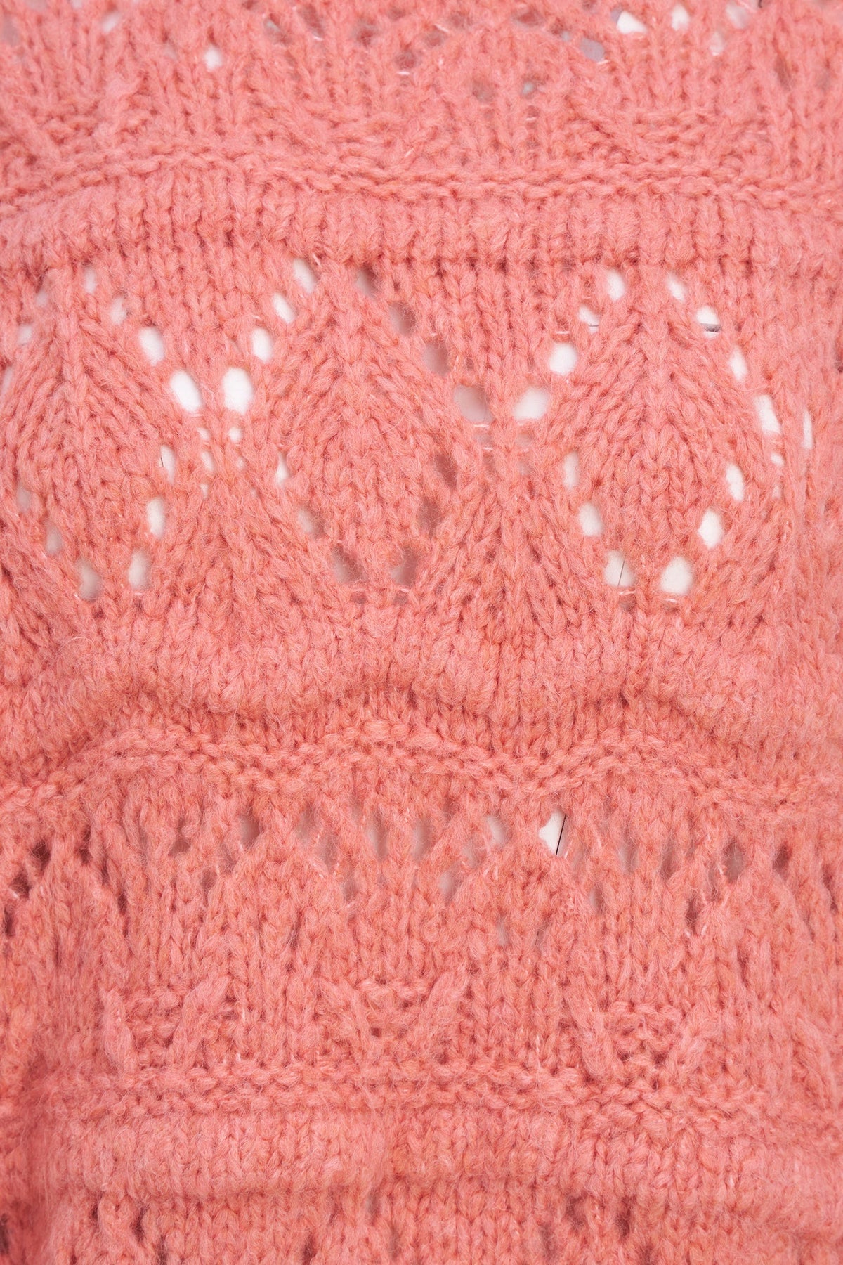Women's Open-Crochet Knit Crew-Neck Sweater, with Long Sleeves