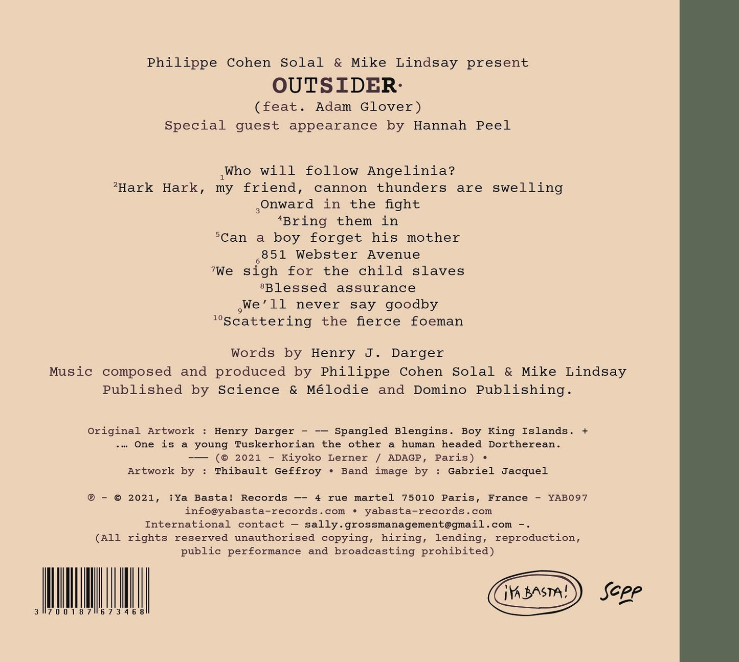 Philippe Cohen Solal & Mike Lindsay / Outsider - CD