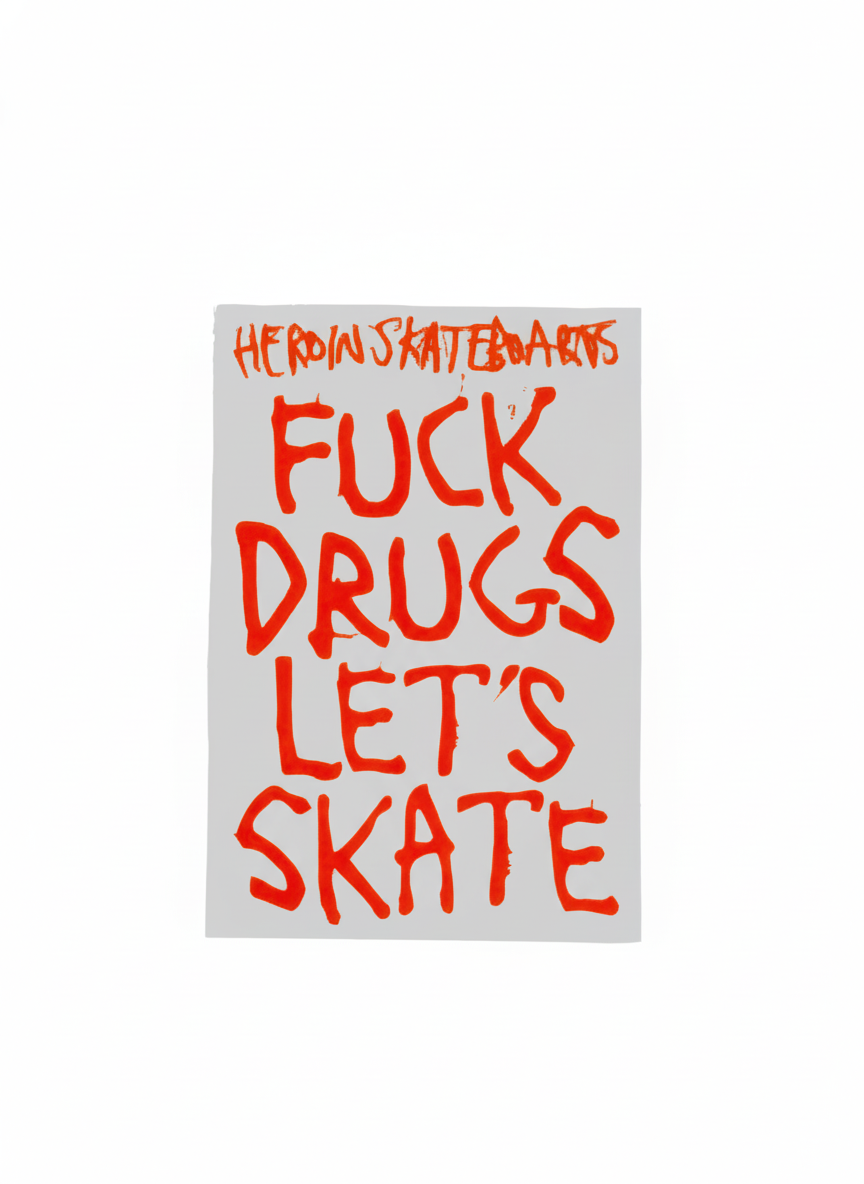 Heroin Skateboards 'Fuck Drugs Let’s Skate' Sticker - Orange