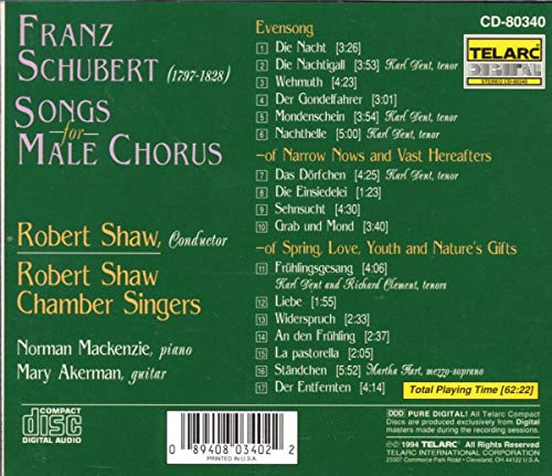 Schubert: Songs For Male Chorus