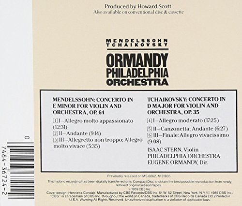 Mendelssohn: Concerto In E/Tchaikovsky: Concerto In D