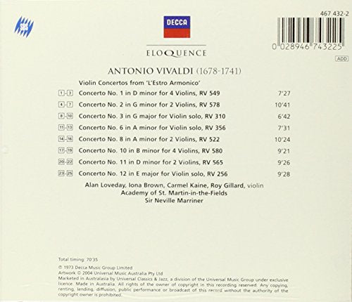 Vivaldi: Violin Concertos From L'estro Armonico Op 3
