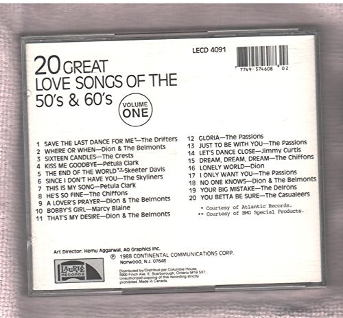 20 GREAT LOVE SONGS OF THE 50's & 60's VOLUME ONE - CD (Used)