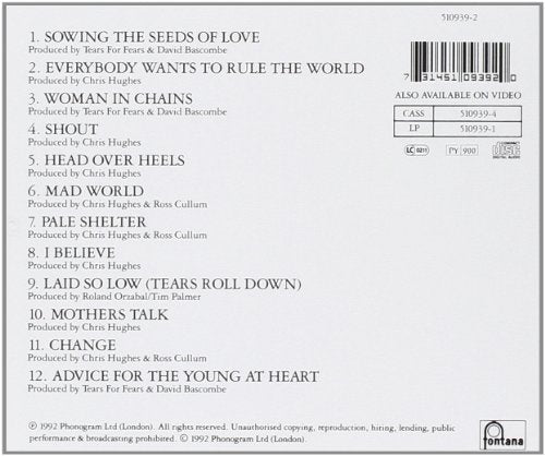 Tears For Fears / Tears Roll Down: Greatest Hits 82-92 - CD (Used)
