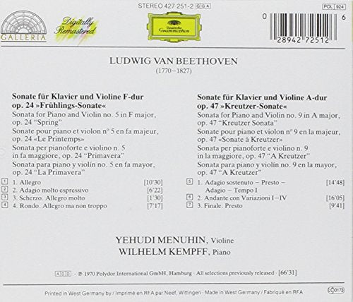 Beethoven: Violin Sonatas (Spring & Kreutzer )