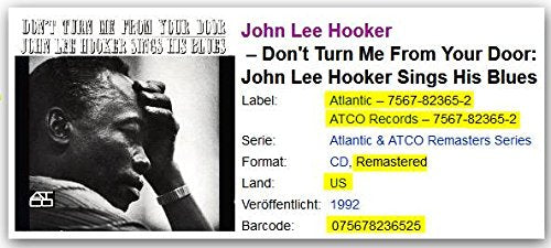John Lee Hooker / Don't Turn Me From Your Door