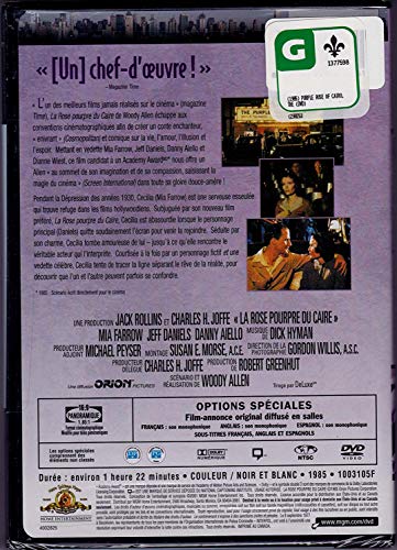Woody Allen: La Rose pourpre du Caire (English/French) 1985 (Widescreen) Régie au Québec (Cover French)