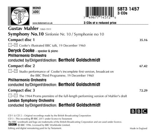 Mahler : Symphonie n° 10 - Version d'exécution de Deryck Cooke