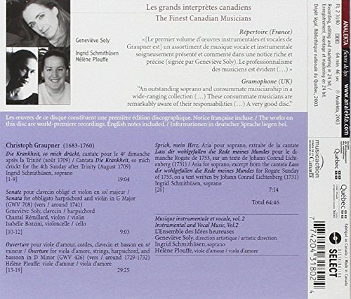 Graupner: Cantate, Sonate, Ouverture - Instrumental and Vocal Music, Vol. 2