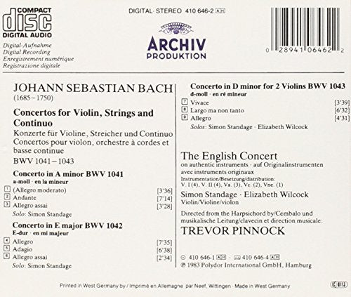 Violin Concertos Bwv 1041-1043