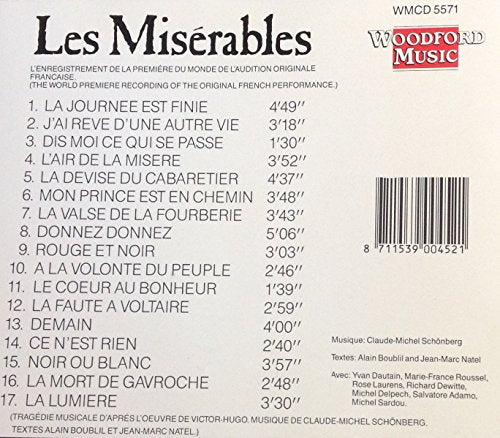 Les Misérables - Enregistrement de L'audition originale française - CD (Used)