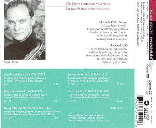 Virtuoso Solos for Viola da Gamba / Solos virtuoses pour viole de gambe