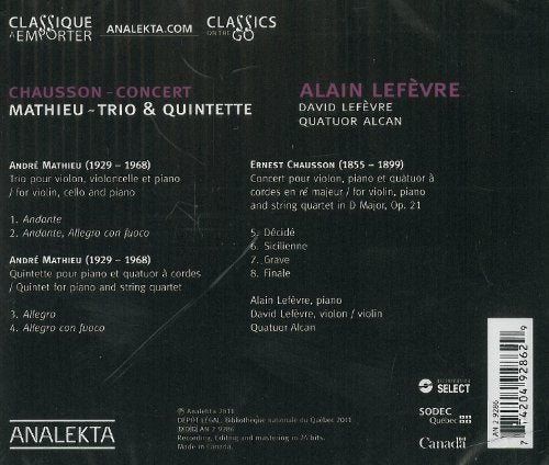 Alain Lefevre / Mathieu,Trio & Quintette; Chausson, Concert - CD (Used)