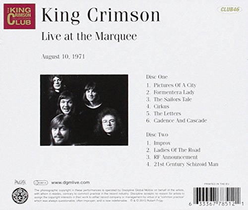 KING CRIMSON - MARQUEE 1971- LIVE KC COLLECTORS CLUB
