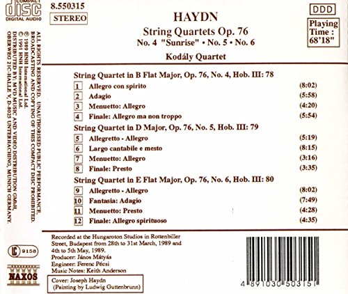 Joseph Haydn Quatuors à cordes op. 76 n° 4 - 6