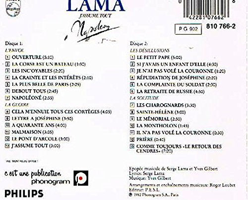 Serge Lama / De Bonaparte a Napoleon: J'assume tout - CD (Used)