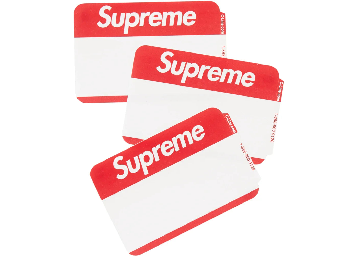 Supreme x C-Line Name Badge Stickers - Red (Pack Of 100)