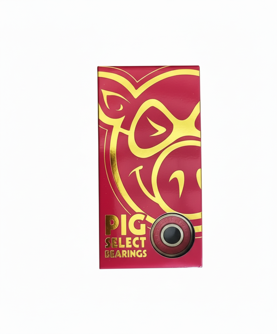 Pig Wheels 'Select Abec 7' Skateboard Bearings - Red/Gold