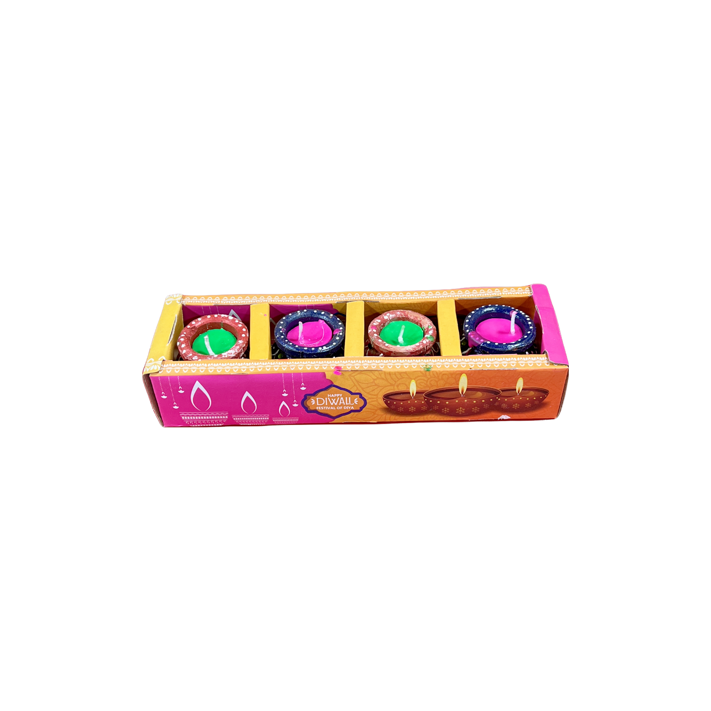 Colourful Matka Diya - Set of 4
