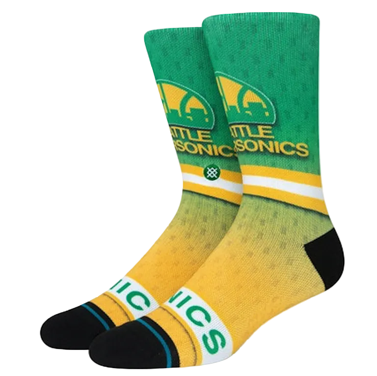 Stance x NBA 'Seattle Supersonic Fader' Crew Socks - Green/Yellow