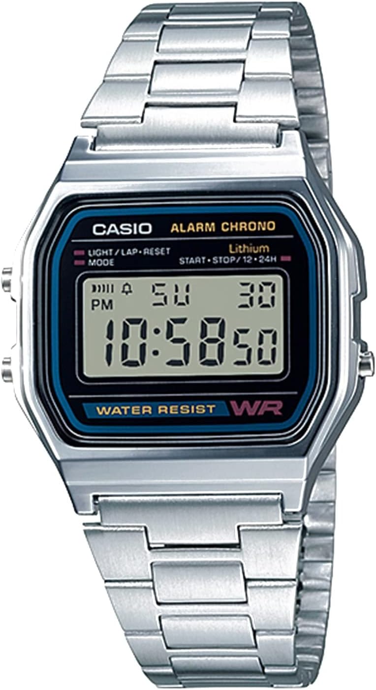 Casio A158W Classic Digital Watch – Stainless Steel, Water Resistant