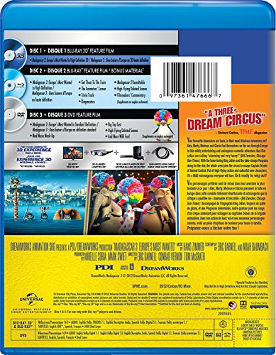 Madagascar 3: Europe's Most Wanted - 3D Blu-Ray/Blu-Ray/DVD