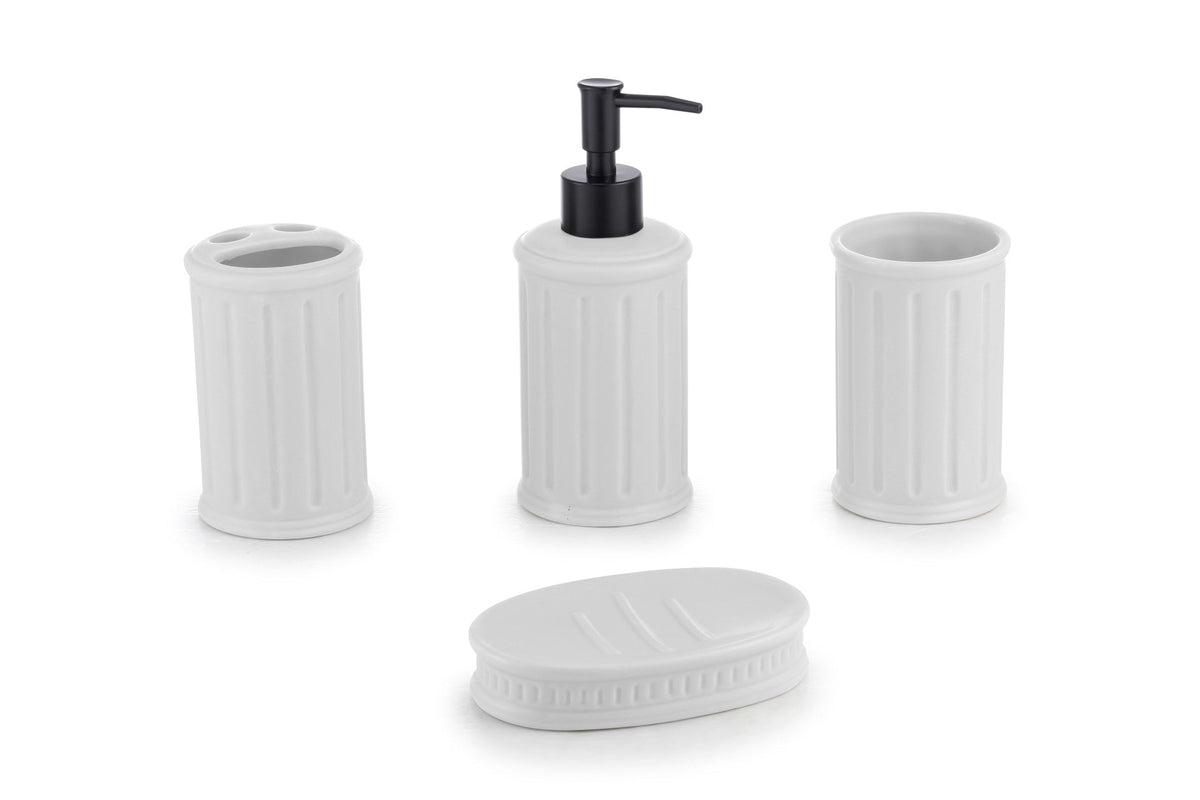 ITY 4 Piece Ceramic Lined Pattern Bathroom Set - 70080SET