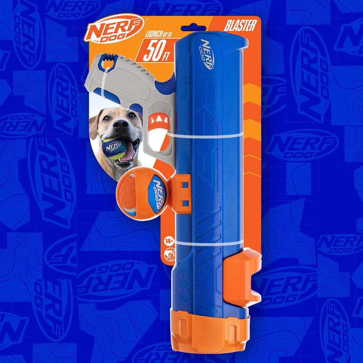 Nerf Dog Tennis Ball Blaster Dog Toy with 1 Ball, 16 in, Blue/Orange đ All In One Marketplace Canada