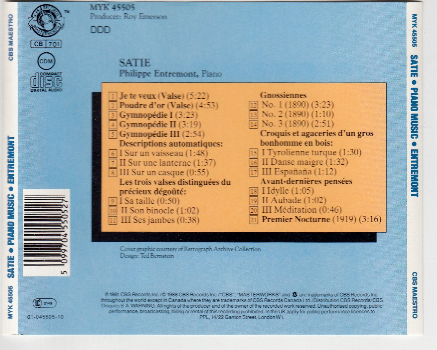 Satie: Piano Music: Entremont