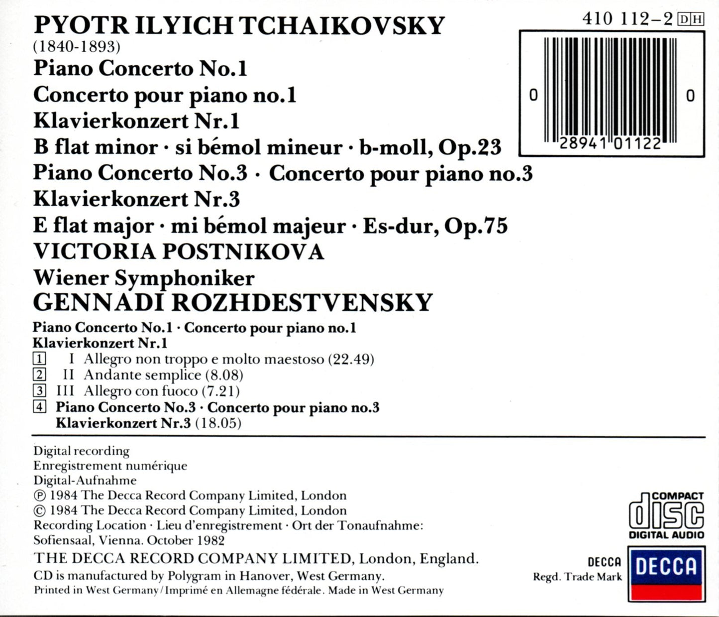 Tchaikovsky: Piano Concertos N
