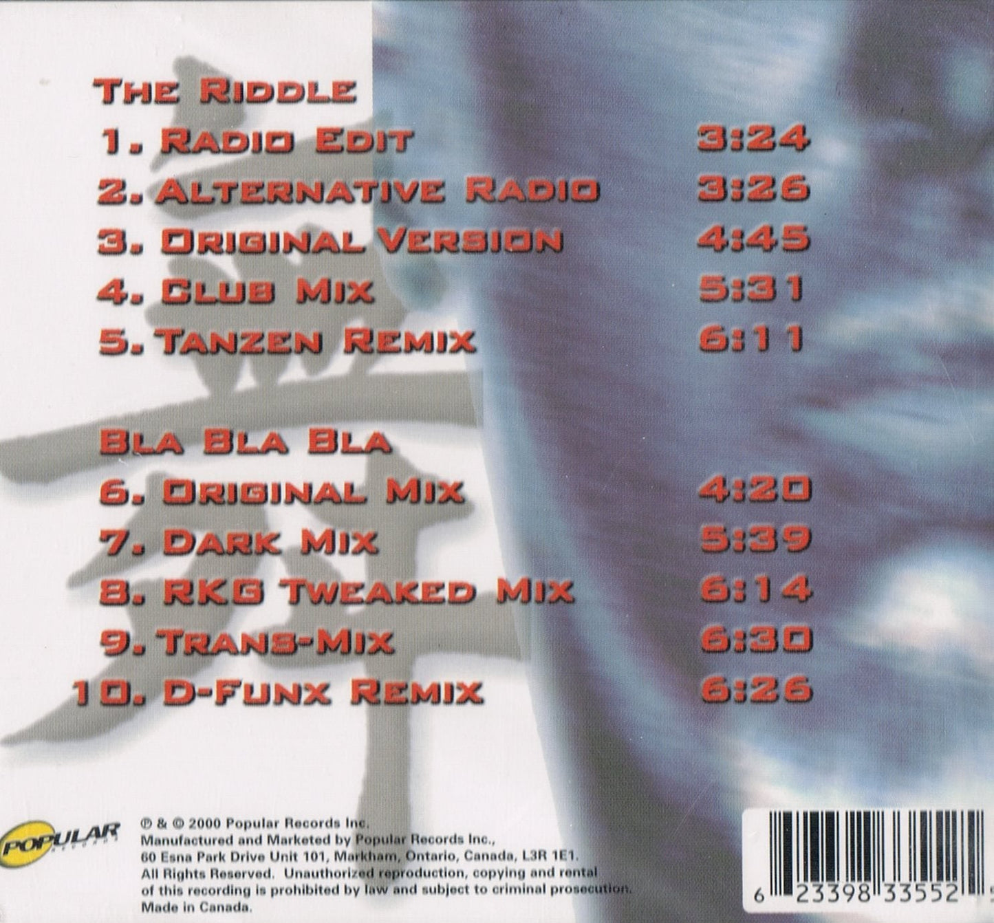 Riddle (3 Mixes) (6 Tracks) (C