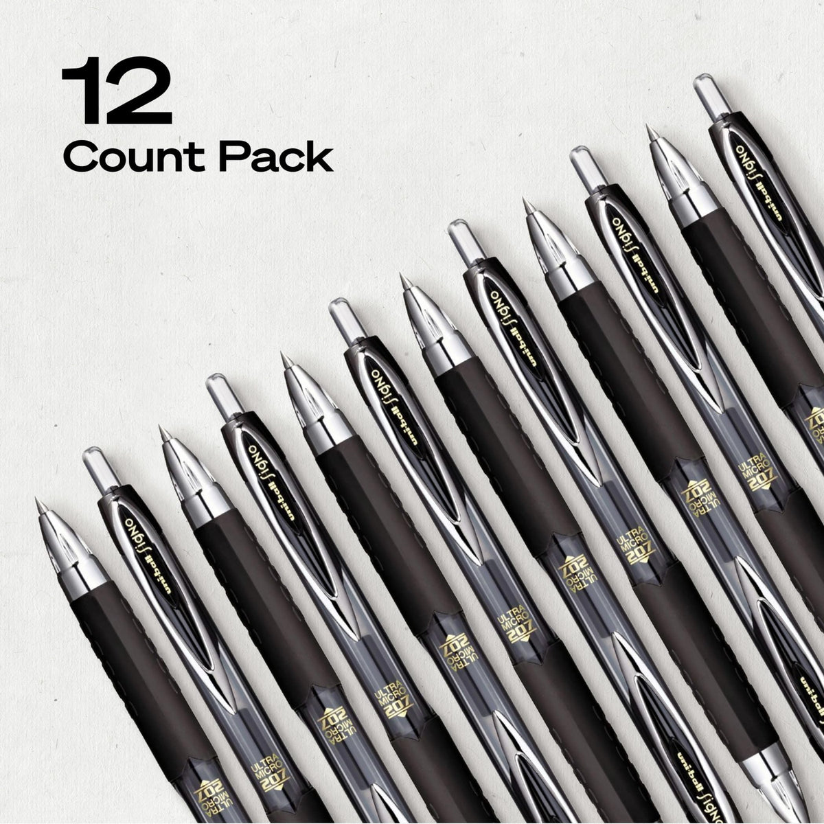 uni-ball Signo 207 Retractable Gel Pens, Ultra-Micro Point, Black Ink, 12 Count (Pack of 1) (1790922) , Packaging may vary 🍁 All In One Marketplace Canada