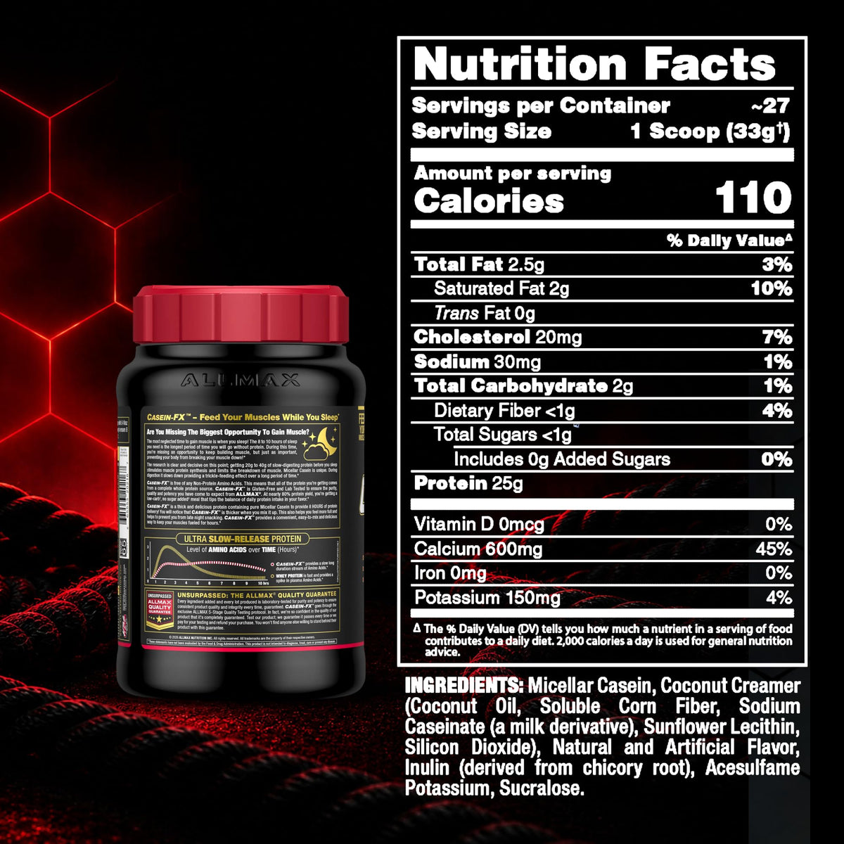 ALLMAX CASEIN-FX Casein Protein Powder, Vanilla, 2 lb, 27 Servings đ All In One Marketplace Canada