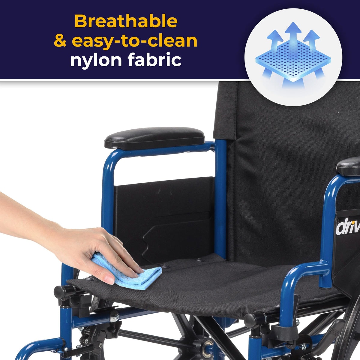 Drive Medical Single Axle Blue Streak Wheelchair, Flip Back Desk Arm, Swing Away Footrests, 18", 1 Count 🍁 All In One Marketplace Canada