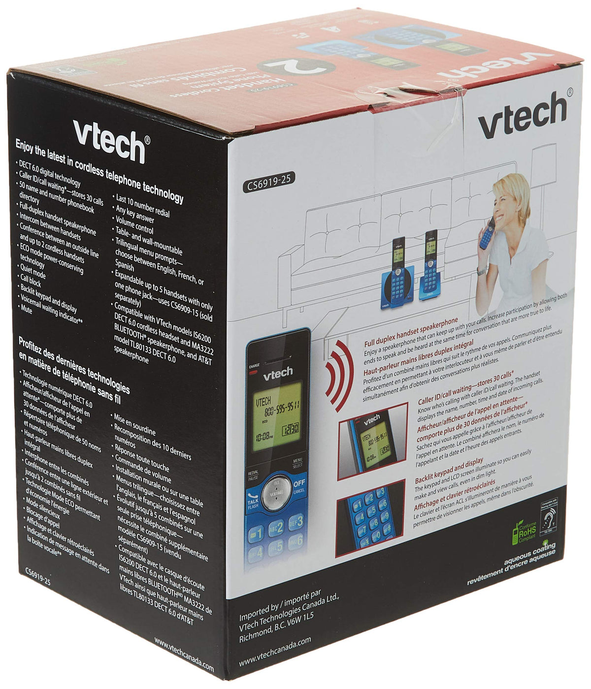 VTech CS6919-25 Dect_6.0 2 Handset Landline Telephone, Metallic Blue š All In One Marketplace Canada