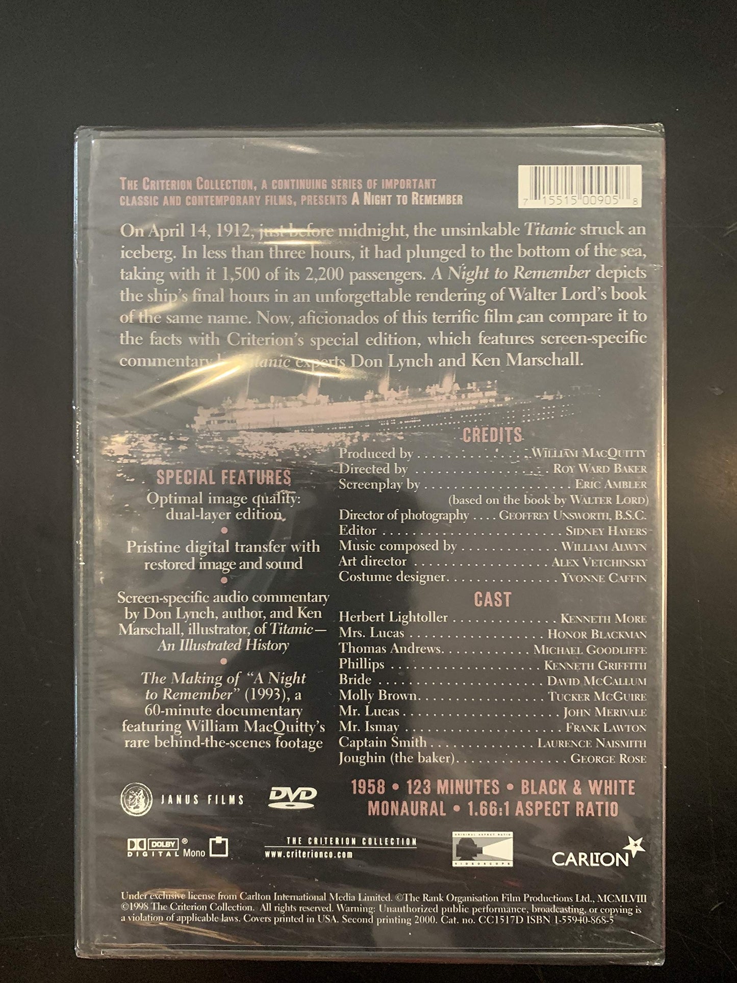 A Night To Remember (The Criterion Collection) - DVD (Used)