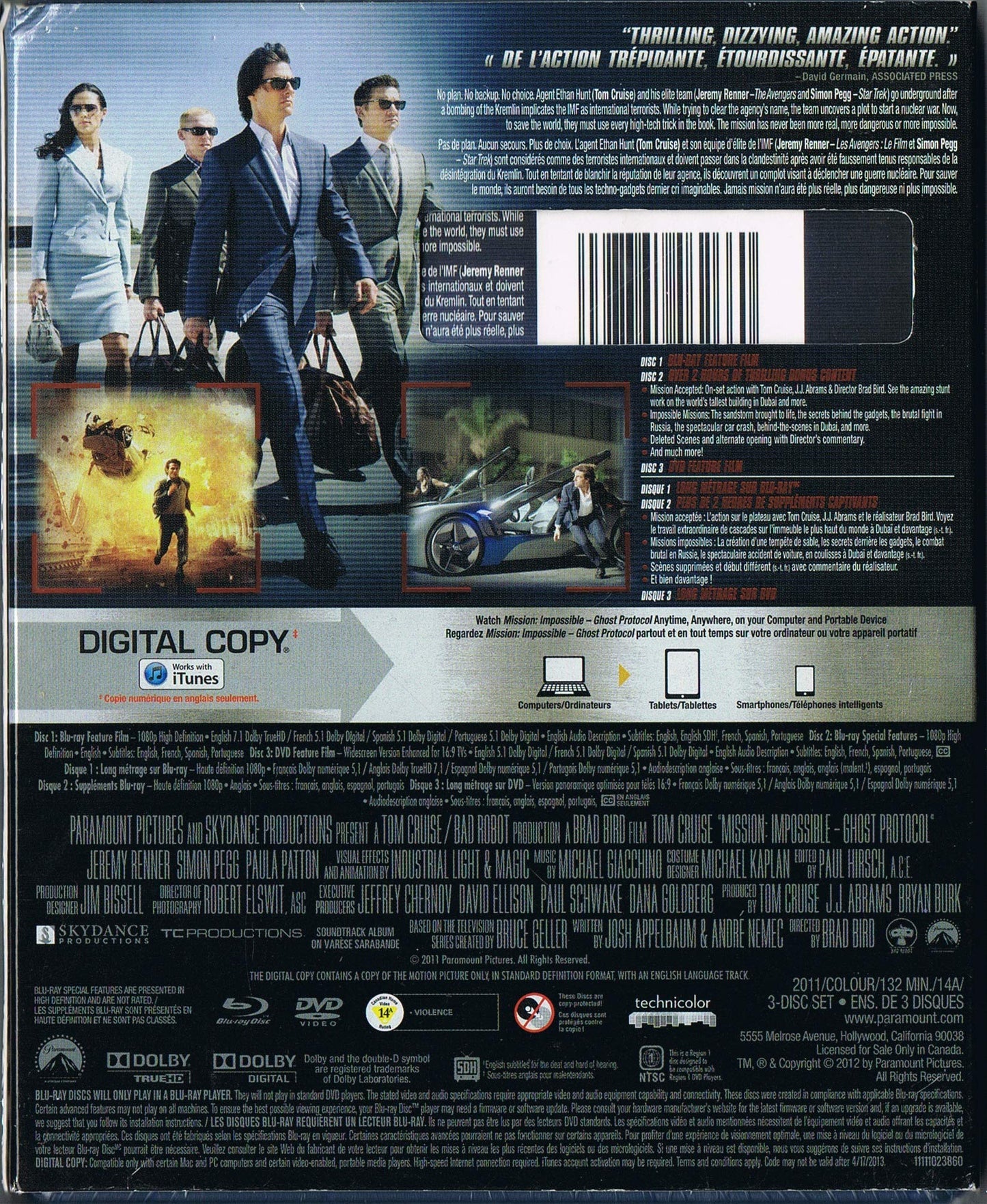 Mission Impossible Ghost Protocol (Future Shop Exclusive / Mission Impossible Protocole Fantome (Exclusivité Future Shop) (Languages & Subtitles: English, French, Spanish & Portuguese)