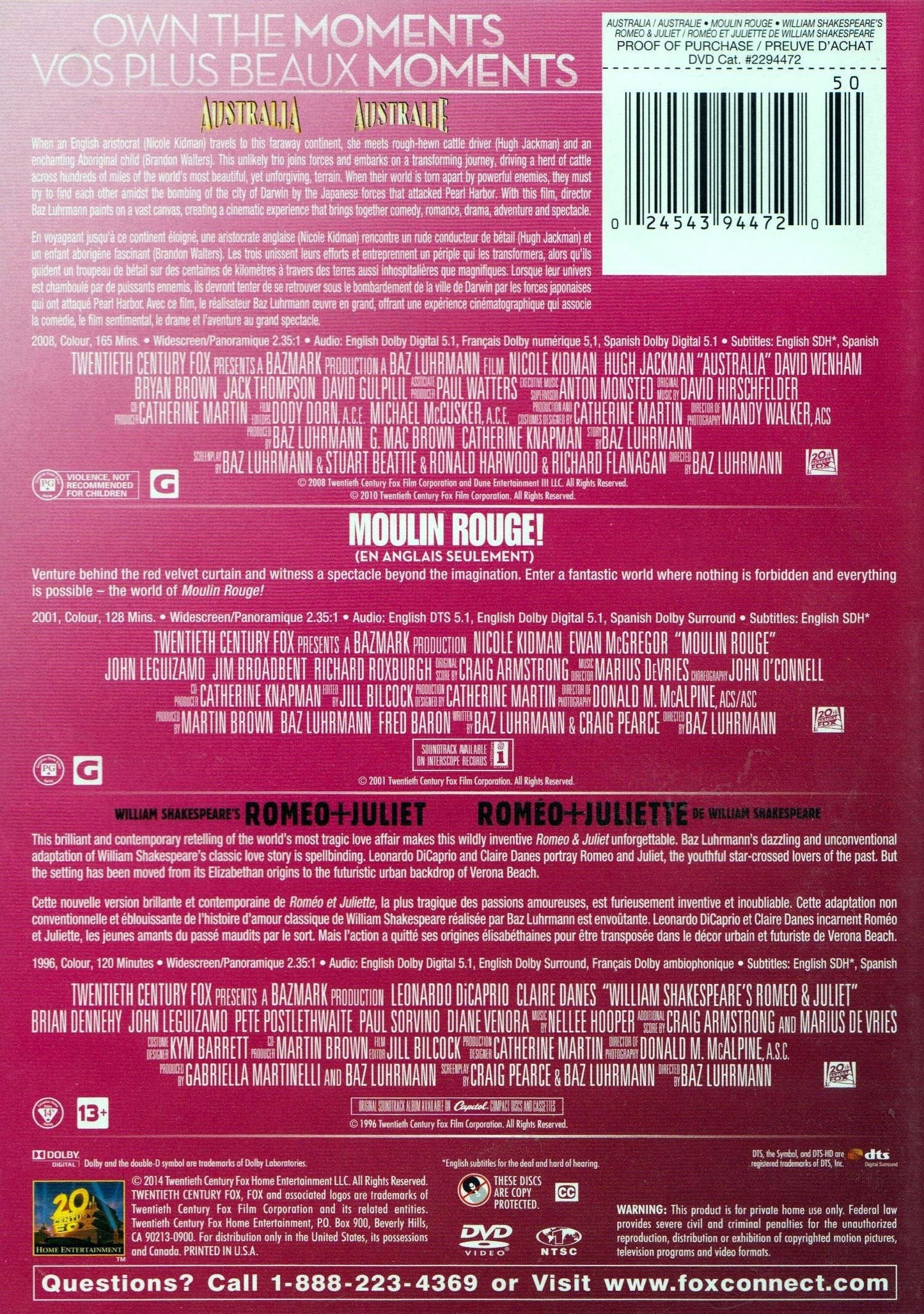 Australia/Moulin Rouge/Romeo + Juliet (Bilingual)