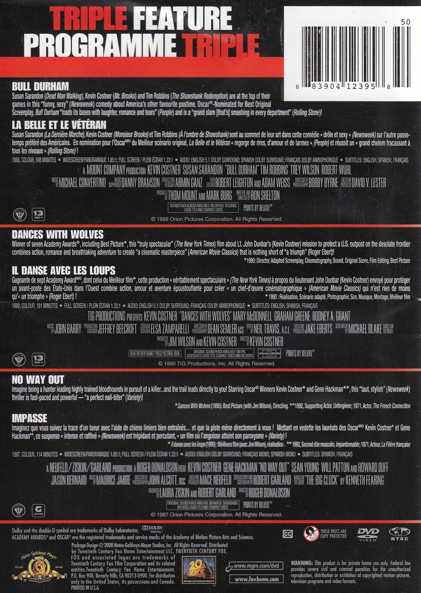 Kevin Costner Triple Feature - DVD (Used)