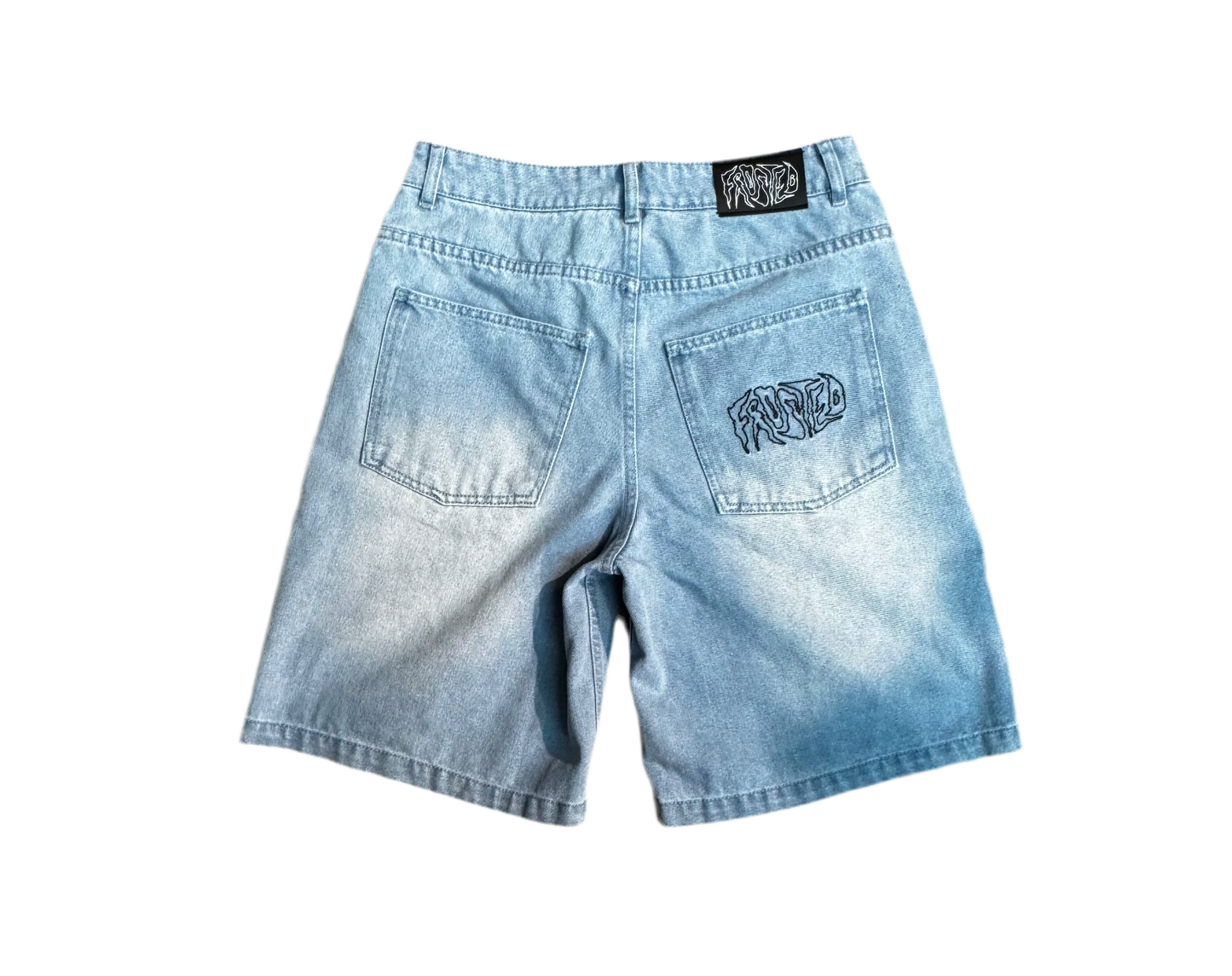 Frosted Skateboards 'Wavy' Baggy Jean Shorts - Sunfaded Blue