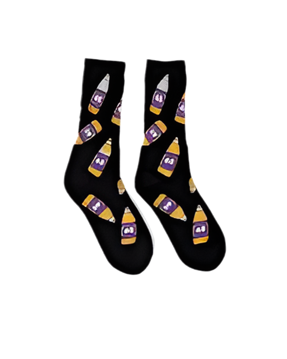 40’s & Shorties 'Beer' Crew Socks - Black/Purple