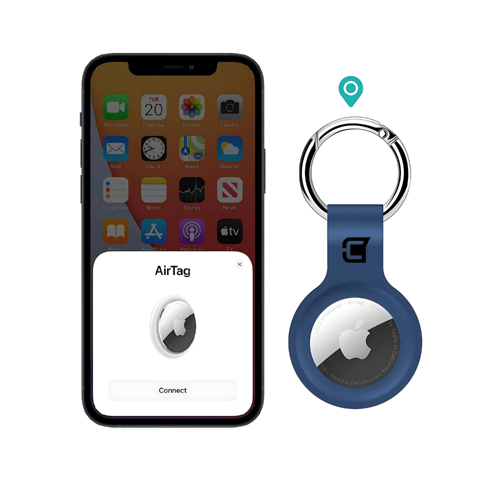 4 Pièces Coque en Silicone pour Apple AirTag avec Porte-Clés