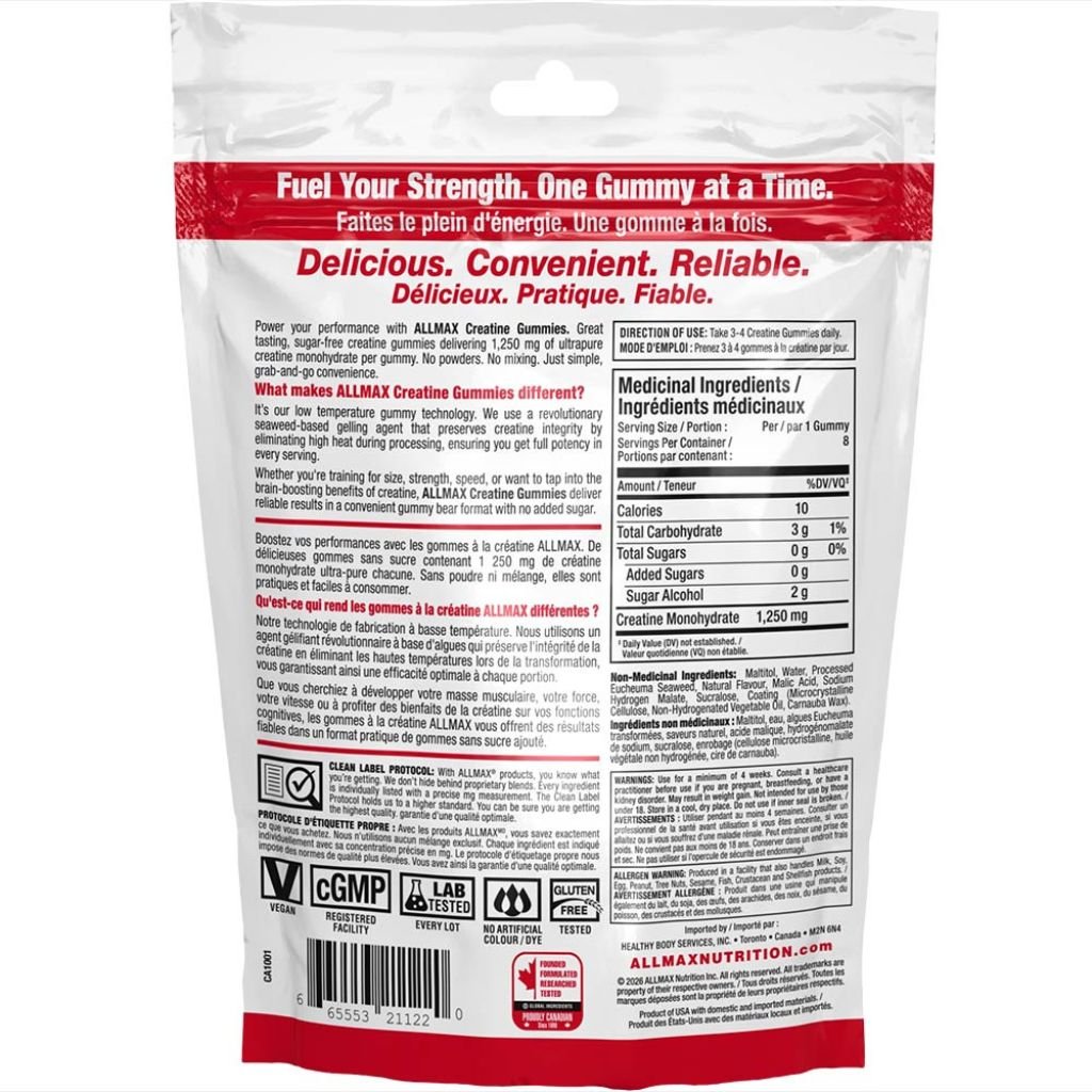 SINGLE Allmax CREATINE GUMMIES POUCH, 8 Gummies/Pouch
