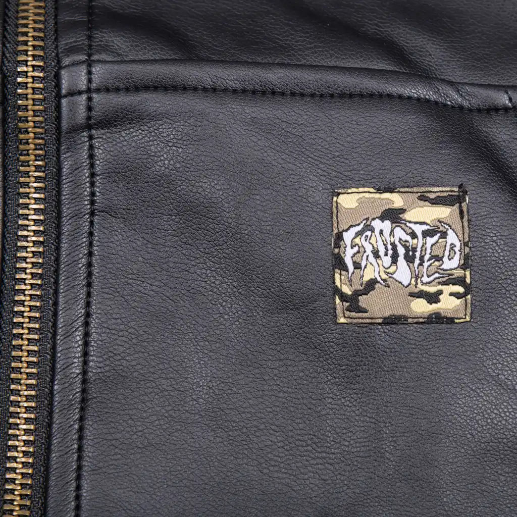 Frosted Skateboards Leather Zip-Up Jacket - Black