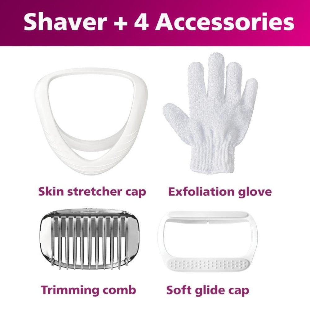 PHILIPS BRL136/00 Female Grooming Lady Shaver Series 6000, Cordless Wet & Dry Use, 4 Accessories