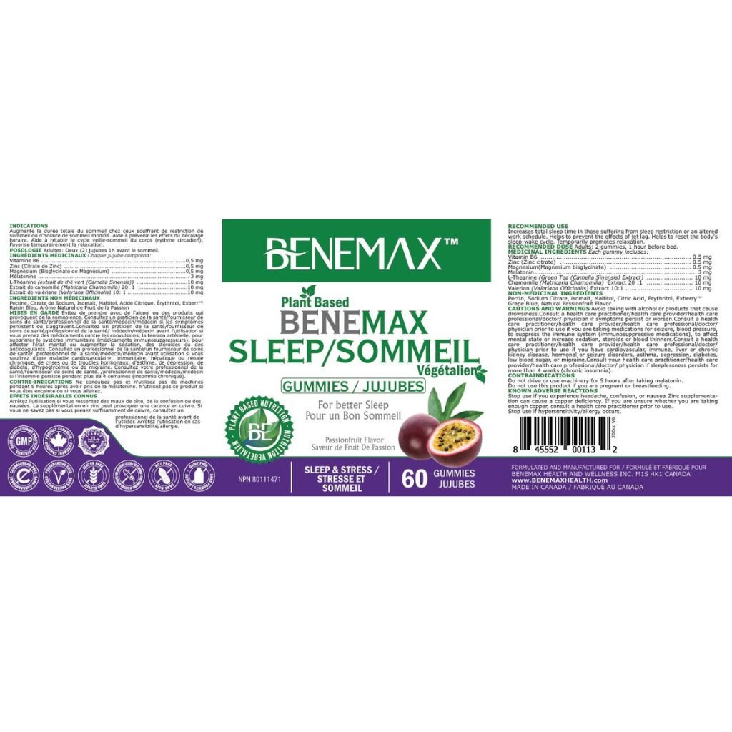 Benemax Health & Wellness SLEEP, 60 Gummies